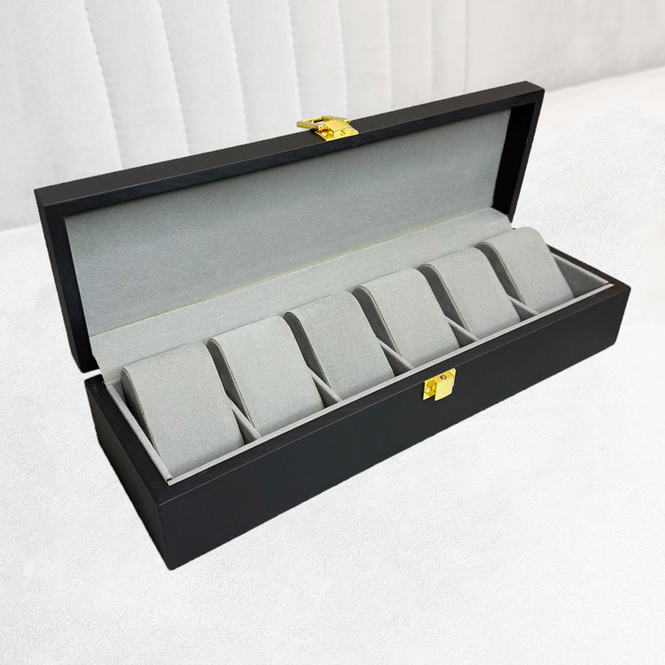 جعبه ساعت چوبی مدل W103 با ۶ محفظه داخلی از جنس جیر