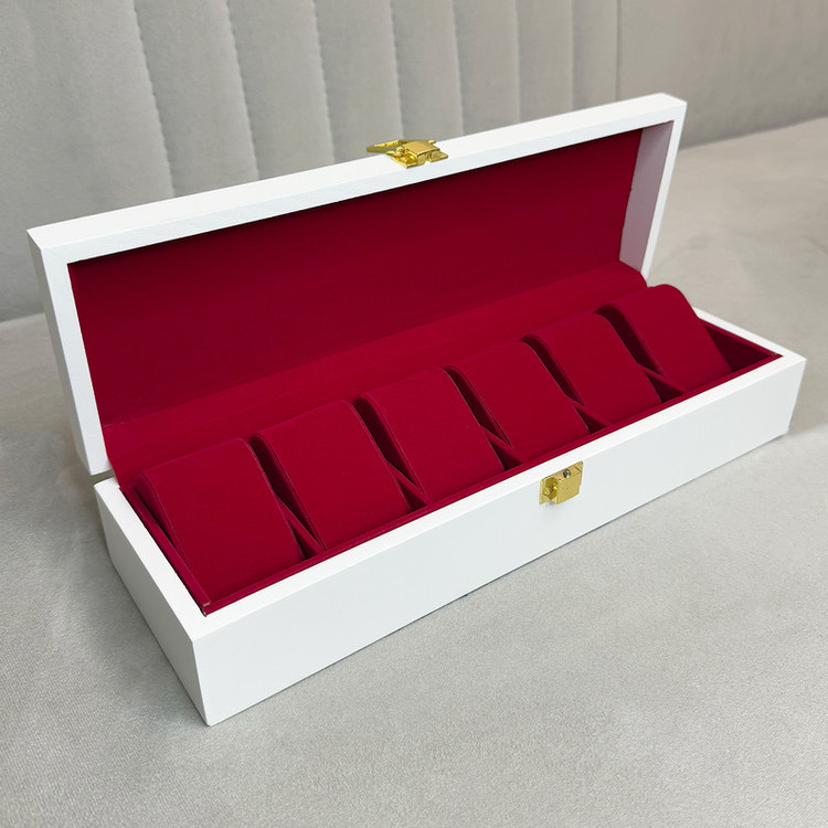 جعبه ساعت چوبی مدل W103 با ۶ محفظه داخلی از جنس جیر